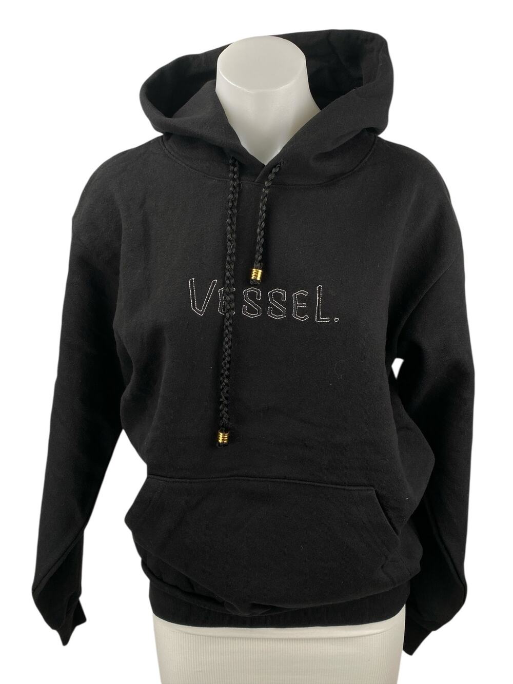 Vessel Black Embroidered Hooded Hoodie Long Sleeve Sweater Sweatshirt Top Sz S